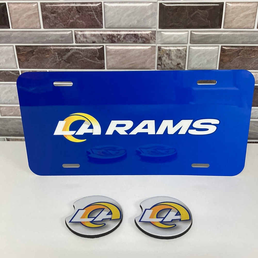 LA Rams License Plate With Cup Holder Inserts